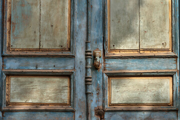 Old Blue Door with Hand Knocker