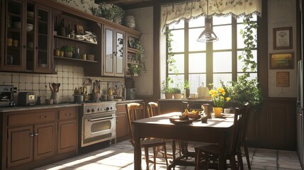 Farmhouse style kitchen interior stock photo kitchen Ai Generative
