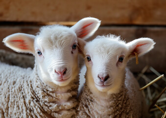 Fototapeta premium New Spring Lambs watching you
