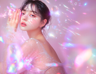 キラキラとした美しい女性のポートレート