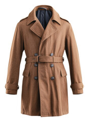 Stylish brown trench coat fashion showcase apparel cut out