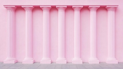Fototapeta premium Architectural beauty of pink columns urban setting photography minimalist design front view contemporary aesthetics