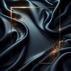 A luxurious, elegant background featuring smooth, flowing dark blue silk fabric with soft folds and highlights