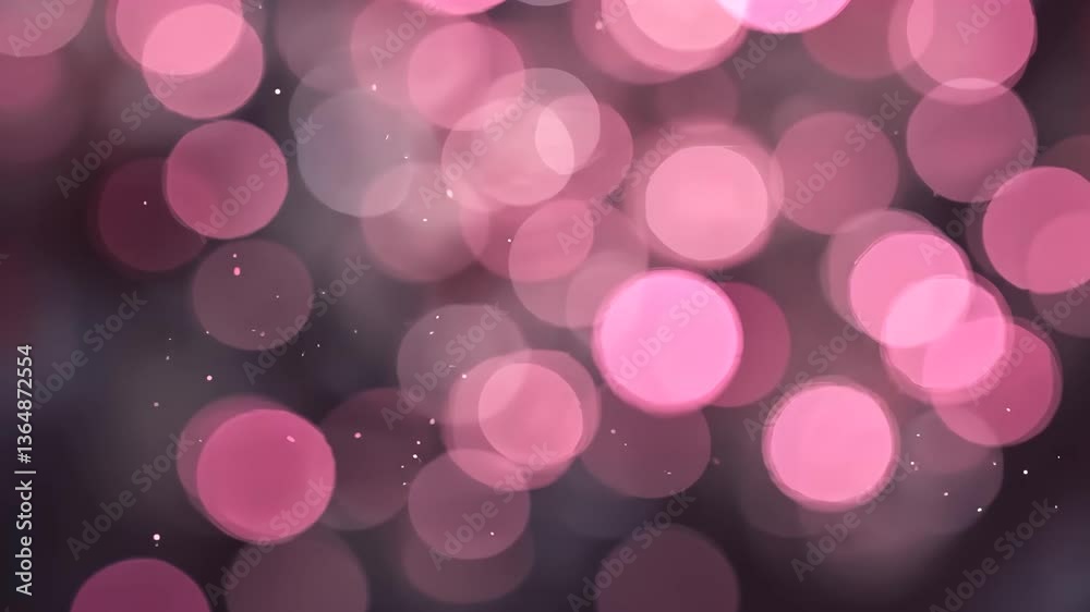 Wall mural soft pink bokeh lights floating in dark background creating dreamy sparkle effect