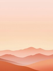 Obraz premium Abstract landscape with a gradient of orange and pink colors. the background is a light peach color, and the sky is a pale pink.