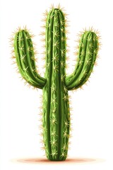 Naklejka premium Illustration of a Tall Green Cactus with Spikes on White Background