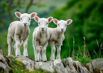 Fototapeta premium New Spring Lambs watching you