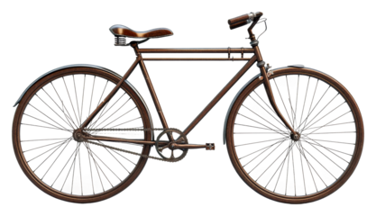 Vintage bicycle display urban streets daylight side view cut out