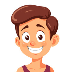 Obraz premium Cartoon man with sleeveless shirt smiling widely on white background