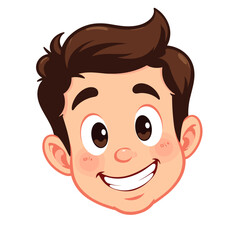 Obraz premium Cartoon teenage boy with mischievous smile on white background