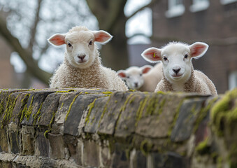 Obraz premium New Spring Lambs watching you