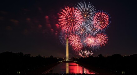 Spectacular Fourth of July Fireworks Display over Washington Monument