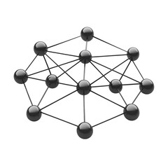 Network, nodes, tech, data, sphere, system, link, grid, neural, black, ball, 3D, point, web, dot, model, net, map, AI PNG Isolated Transparent White Background Stock Object Photo Download
