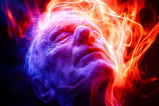 Phantom vision. Hallucination - due to alzheimer's disease: abstract image of human state. Brain glitch. Weird brain effects. Metaphorical alzheimer's disease emotions of a mental illusion.
