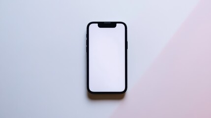 A sleek mobile phone rests on a clean, modern surface. The device features a blank screen, highlighting its minimalistic design and contemporary aesthetic appealing to users