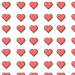 red hearts on white background