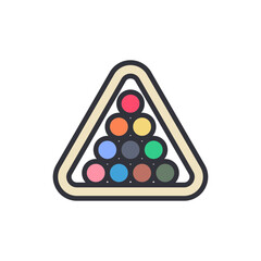 Billiard colored icons, minimalist vector illustration ,simple transparent graphic element .Isolated on white background