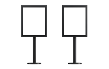  2 pieces of empty billboards isolated on a transparent background 