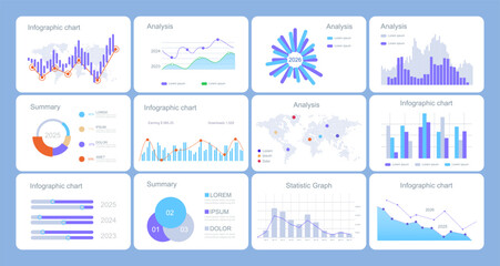 UI Infographic elements. Modern presentation with infographics, dashboard. Use in presentation templates, mobile app and corporate report. Vector illustration.