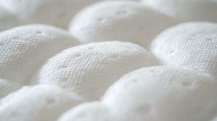A detailed image of a white padded fabric texture, designed for comfort and high-density applications, displayed in a professional macro shot.
