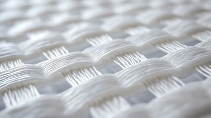 Fototapeta premium A macro shot of a woven white nylon material, showing its dense structure and fine details in an ultra-realistic format.