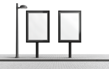 2 pieces of empty billboards isolated on a transparent background 