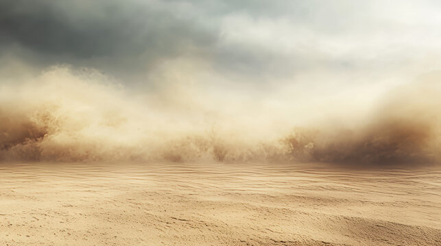 Brown dust border, sand and smoke clouds. Effect of sandstorm, wind storm in desert or explosion with texture of flying dusty powder and dirt particles, vector realistic background. 3D Illustration