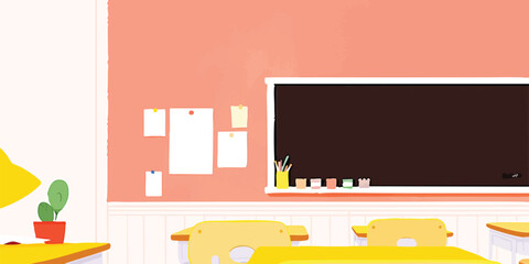 An Empty Classroom With Blackboard, inviting creativity. conveying the educational atmosphere and opportunity.