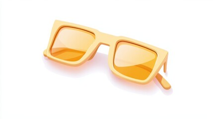 Fototapeta premium This vibrant pair of yellow sunglasses features a bold design and tinted lenses. The sleek frame is highlighted against a clean white background, emphasizing their trendy appeal