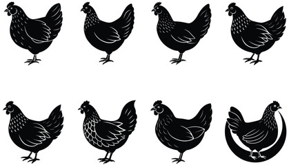 Brooding Hen Vector Shilhouette Bundle Set Collection
