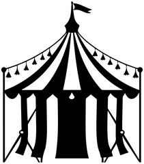 Black and White Circus Tent Illustration – Vintage Carnival Silhouette