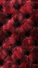 Fototapeta premium Rich red velvet tufted surface in luxurious diamond pattern, perfect for phone wallpapers with opulent style.