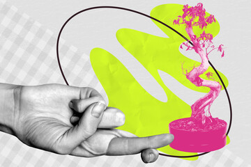 Trend composite sketch template photo collage of hand symbol body language finger showing crossed...
