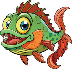 Fototapeta premium Cartoon monster fish VECTOR