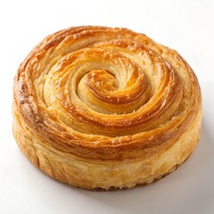 Fototapeta premium Flaky Swirl Pastry with Golden Brown Glaze, a delicious swirl pastry, golden-brown and perfectly baked with a flaky texture, offering a sweet and buttery treat for any occasion