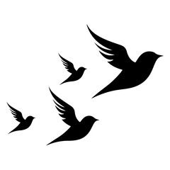 Obraz premium Set of black bird silhouettes—vector elements for design.