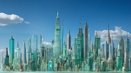 Fototapeta premium Futuristic City Skyline Panorama