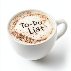 Fototapeta premium coffee cup with to do list written in foam