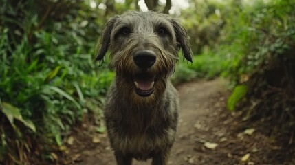 Happy dog on a nature trail