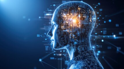 A biomedical scientist researching AI for personalized medicine, medical research lab with AI algorithms and patient data visible, High-tech style