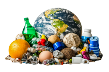 Global waste crisis addressing pollution through recycling efforts cut out