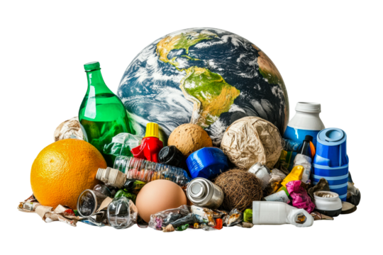 Global waste crisis addressing pollution through recycling efforts cut out