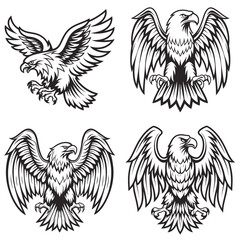 Fototapeta premium 4 set cute line art Monkey vector