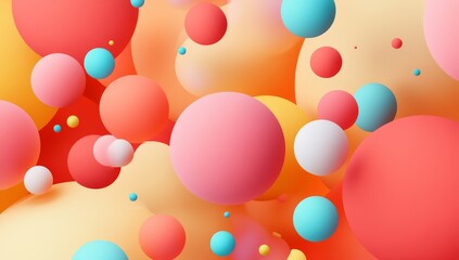Abstract background with colorful spheres and dots, 3D rendering illustration.