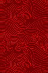 Japanese red background pattern vector. Abstract card design template.