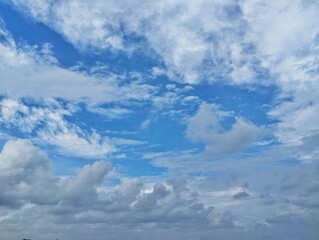 Clear blue sky with stratus scattered clouds