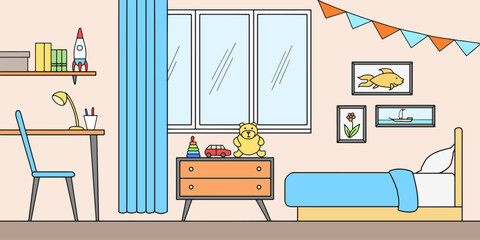 Children room graphic color home interior sketch illustration vector 