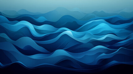 Fototapeta premium Abstract ocean waves in gradient blues evoke tranquility