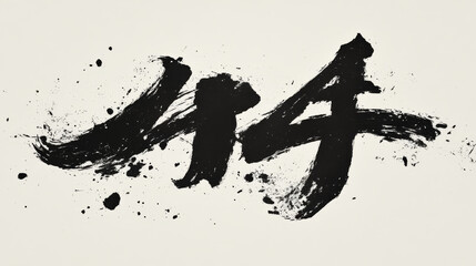 Abstract black brushstrokes on white background