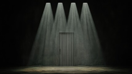 Mysterious Doorway Illuminated by Spotlight